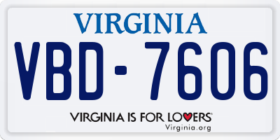 VA license plate VBD7606
