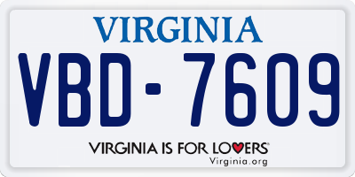 VA license plate VBD7609