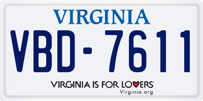 VA license plate VBD7611