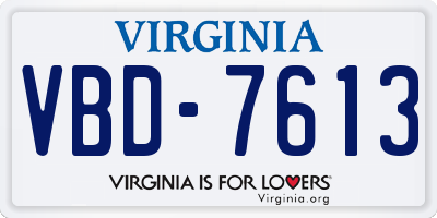 VA license plate VBD7613