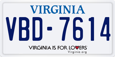 VA license plate VBD7614