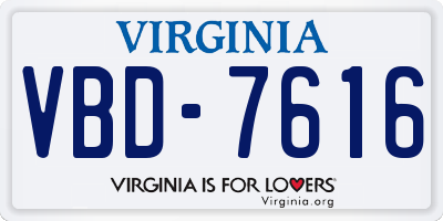 VA license plate VBD7616