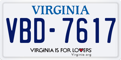 VA license plate VBD7617