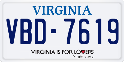 VA license plate VBD7619