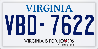VA license plate VBD7622