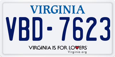 VA license plate VBD7623