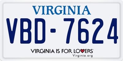 VA license plate VBD7624