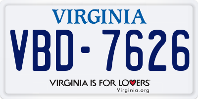 VA license plate VBD7626