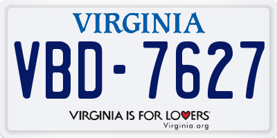 VA license plate VBD7627