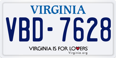 VA license plate VBD7628