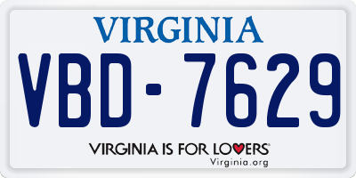 VA license plate VBD7629