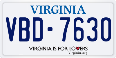 VA license plate VBD7630
