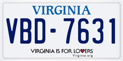 VA license plate VBD7631