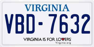 VA license plate VBD7632