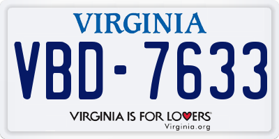 VA license plate VBD7633