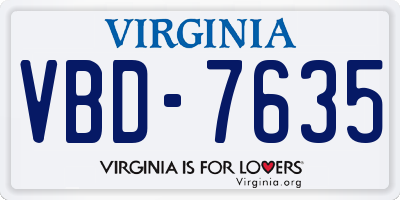 VA license plate VBD7635