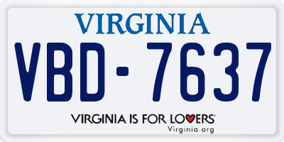 VA license plate VBD7637