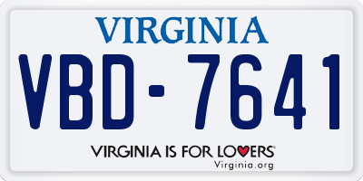 VA license plate VBD7641