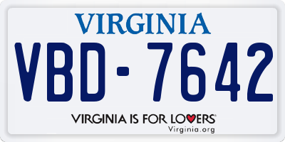 VA license plate VBD7642