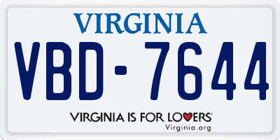 VA license plate VBD7644