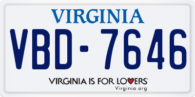 VA license plate VBD7646