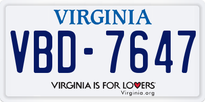 VA license plate VBD7647
