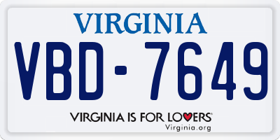 VA license plate VBD7649
