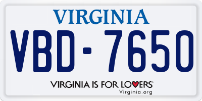 VA license plate VBD7650
