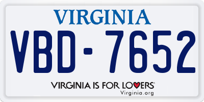 VA license plate VBD7652