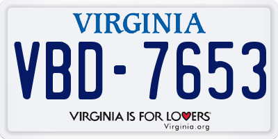 VA license plate VBD7653