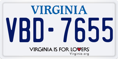 VA license plate VBD7655