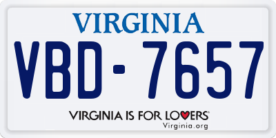 VA license plate VBD7657