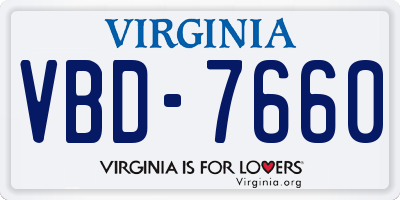 VA license plate VBD7660