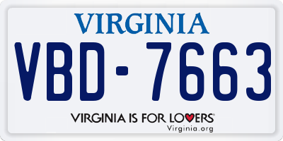 VA license plate VBD7663