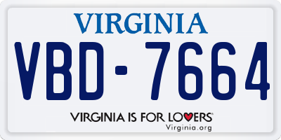 VA license plate VBD7664