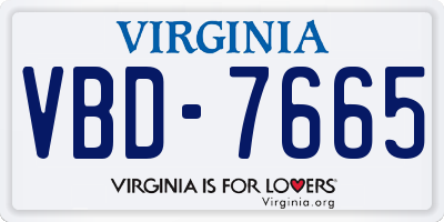 VA license plate VBD7665