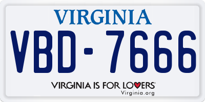 VA license plate VBD7666