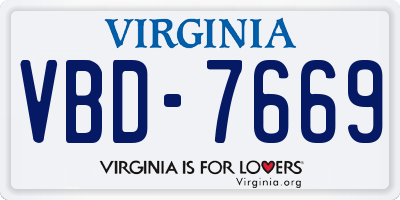 VA license plate VBD7669