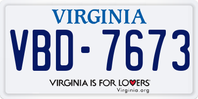 VA license plate VBD7673