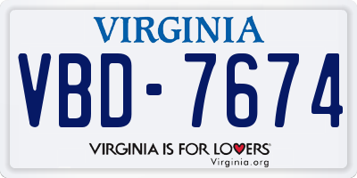 VA license plate VBD7674