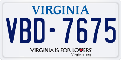VA license plate VBD7675