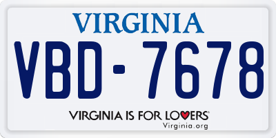 VA license plate VBD7678