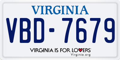 VA license plate VBD7679