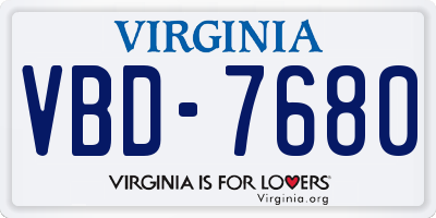 VA license plate VBD7680