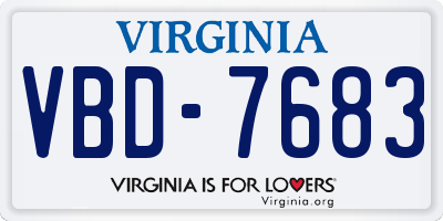 VA license plate VBD7683
