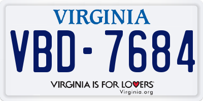 VA license plate VBD7684