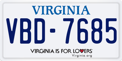 VA license plate VBD7685