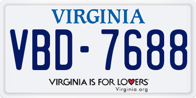 VA license plate VBD7688