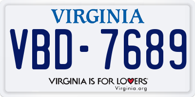 VA license plate VBD7689