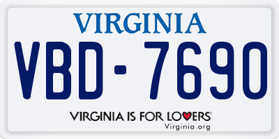 VA license plate VBD7690
